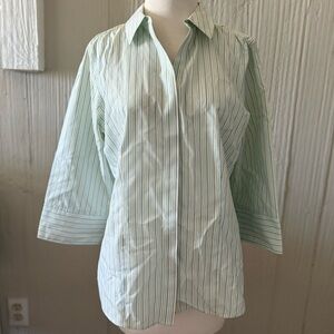 Chico’s Women's Metallic Striped Button Up Blouse Size 1 (Medium)